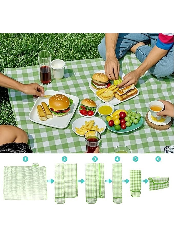 الواحة-TH 2X2 متر في الهواء الطلق نزهة حصيرة، بطانية نزهة كبيرة زائدة بطانيات الشاطئ، نزهة حصيرة رمل مقاوم للماء دليل قابلة للطي المحمولة للتخييم في الهواء الطلق المشي لمسافات طويلة السفر العشب موسيقى مهرجان العشب حصيرة (خضراء) - Image 4